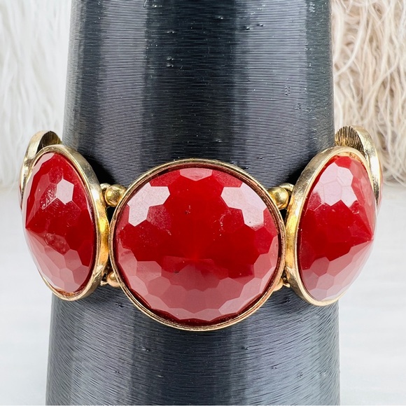 Goldtone, rust color costume stretch bracelet - Picture 4 of 4